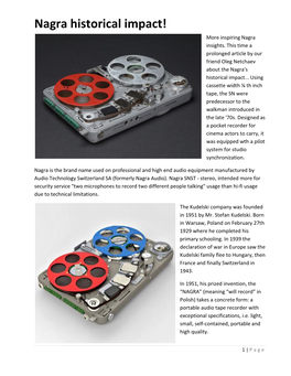 Nagra Historical Impact! More Inspiring Nagra Insights