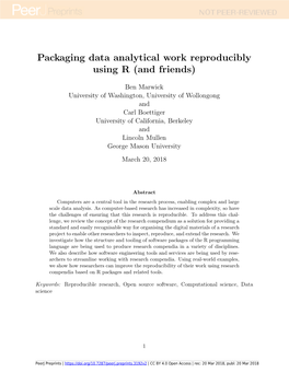 Packaging Data Analytical Work Reproducibly Using R (And Friends)