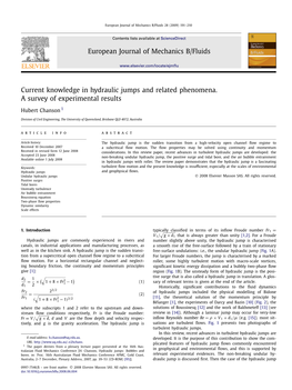 Current Knowledge in Hydraulic Jumps and Related Phenomena. a Survey of Experimental Results