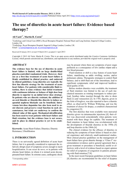 The Use of Diuretics in Acute Heart Failure: Evidence Based Therapy?