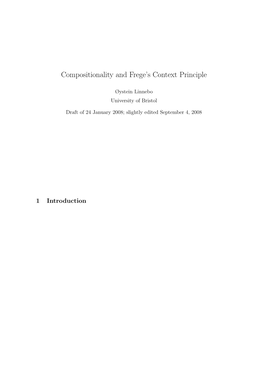 Compositionality and Frege's Context Principle