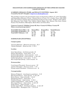 Dragonflies and Damselflies (Odonata) of the Lower Rio Grande Valley of Texas