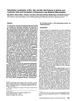 Subcellular Localization of Bcr, Abl, and Bcr-Abl Proteins in Normal And