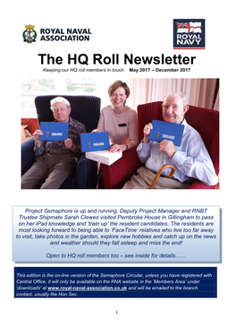 The HQ Roll Newsletter Keeping Our HQ Roll Members in Touch May 2017 – December 2017