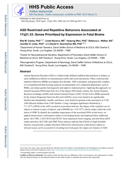 Genes Prioritized by Expression in Fetal Brains