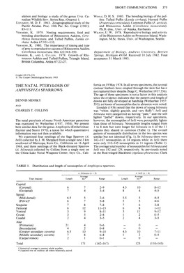 The Natal Pterylosis of Amphispiza Sparrows