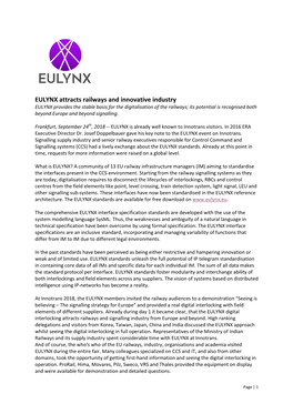 EULYNX Attracts Railways and Innovative Industry