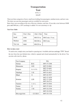Transportation Taxi タクシー Takushī
