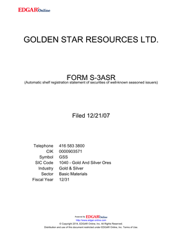 Golden Star Resources Ltd