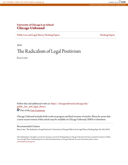 The Radicalism of Legal Positivism Brian Leiter