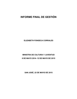 Informe Final De Gestión