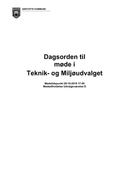 Dagsorden Til Møde I Teknik- Og Miljøudvalget