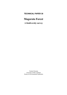 Magoroto Forest: a Biodiversity Survey. 31