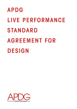 Apdg Live Performance Standard Agreement for Design Disclaimer