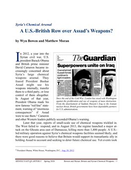 A U.S.-British Row Over Assad's Weapons?