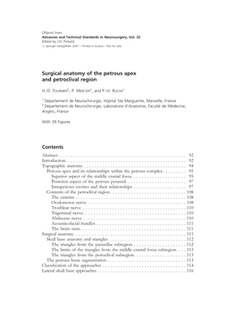 Surgical Anatomy of the Petrous Apex and Petroclival Region Contents