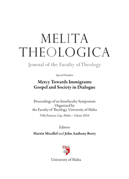 Melita Theologica Journal of the Faculty of Theology