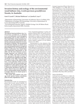 Invasion History and Ecology of the Environmental Weed Balloon Vine