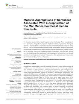 Massive Aggregations of Serpulidae Associated with Eutrophication of the Mar Menor, Southeast Iberian Peninsula