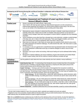 Assessment and Treatment of Lower Leg Ulcers (Arterial, Venous & Mixed)