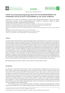 (Ngs) to Uncover Diversity of Wood-Decaying Fungi in Neotropical Atlantic Forests