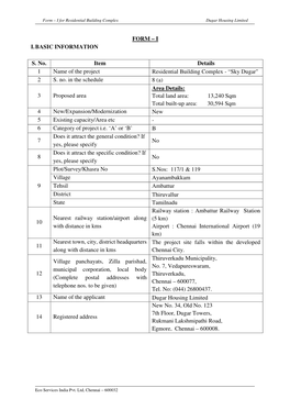 Form – I for Residential Building Complex Dugar Housing Limited