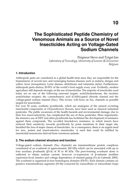 The Sophisticated Peptide Chemistry of Venomous Animals As a Source of Novel Insecticides Acting on Voltage-Gated Sodium Channels