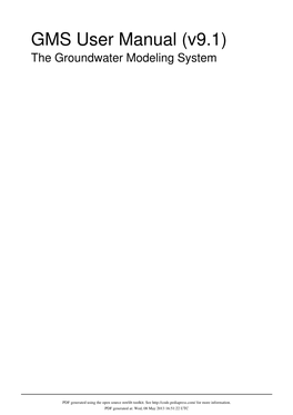 GMS User Manual (V9.1) the Groundwater Modeling System