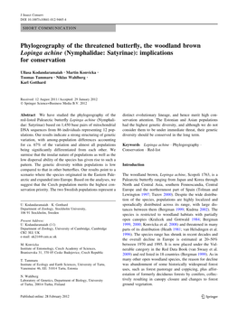 Phylogeography of the Threatened Butterfly, the Woodland Brown