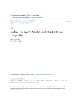 Sudan: the North-South Conflict in Historical Perspective