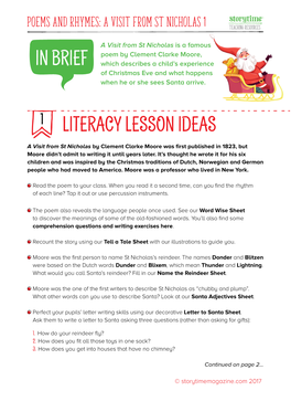 In Brief Literacy Lesson Ideas