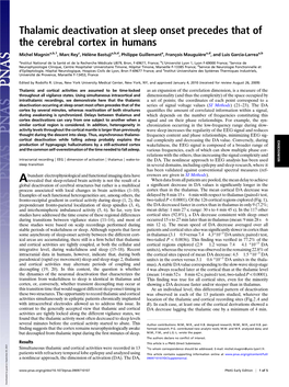 Thalamic Deactivation at Sleep Onset Precedes That of the Cerebral Cortex in Humans