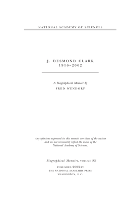 J. Desmond Clark 1916–2002