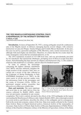 The 1933 Majella Earthquake (Central Italy): a Reappraisal of the Intensity Distribution F