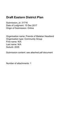 Draft Eastern District Plan