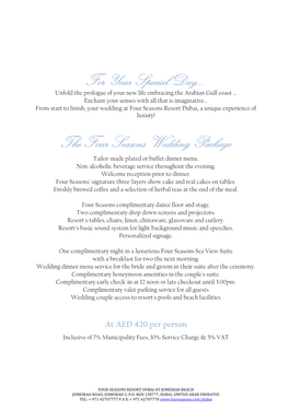 The Four Seasons Wedding Package