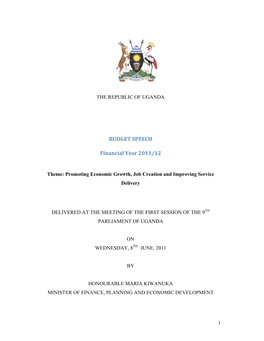 Uganda Budget Speech 2011-2012