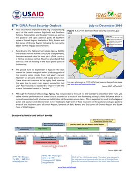 ETHIOPIA Food Security Outlook July to December 2010  Food Security Has Improved in the Belg Crop Producing Figure 1