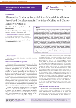 Alternative Grains As Potential Raw Material for Gluten-Free Food