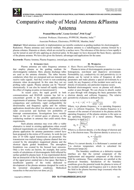 Comparative Study of Metal Antenna &Plasma Antenna