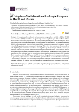 Β2 Integrins—Multi-Functional Leukocyte Receptors in Health and Disease