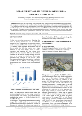 Solar Energy and Its Future in Saudi Arabia