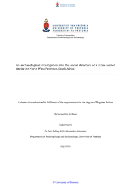 An Archaeological Investigation Into the Social Structure of a Stone-Walled Site in the North West Province, South Africa