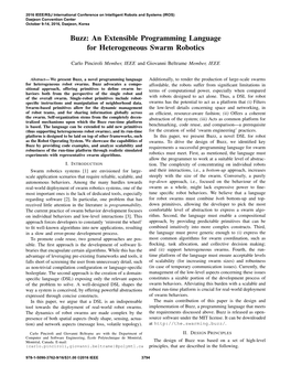 Buzz: an Extensible Programming Language for Heterogeneous Swarm Robotics