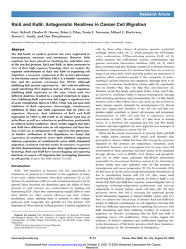 Rala and Ralb: Antagonistic Relatives in Cancer Cell Migration