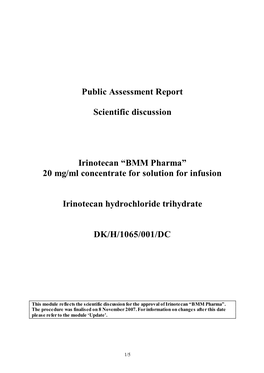 Public Assessment Report Scientific Discussion Irinotecan “BMM Pharma”