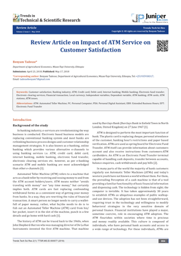 Review Article on Impact of ATM Service on Customer Satisfaction