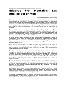 Eduardo Frei Montalva: Las Huellas Del Crimen