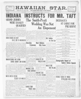 Indiana Instructs for Mr Taft