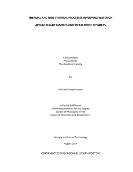 Thermal and Non-Thermal Processes Involving Water On